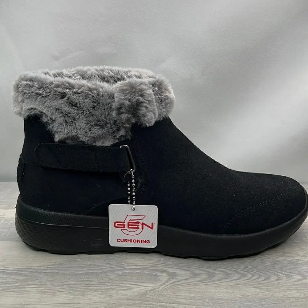 Skecher Gogo Mat Black 5 Gen suede ankle boot NWT
